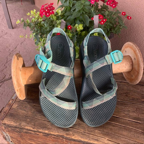 Chaco Green/Peach Aztec Sandals - Picture 1 of 10